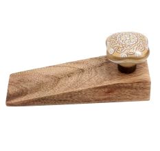 2 Pieces Mustard Square Ceramic Wooden Door Stopper